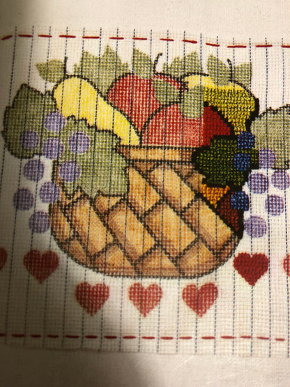 Vogart Crafts, Countless Cross Stitch, Fruit Basket, Pre-Printed Tear-Away Canvas