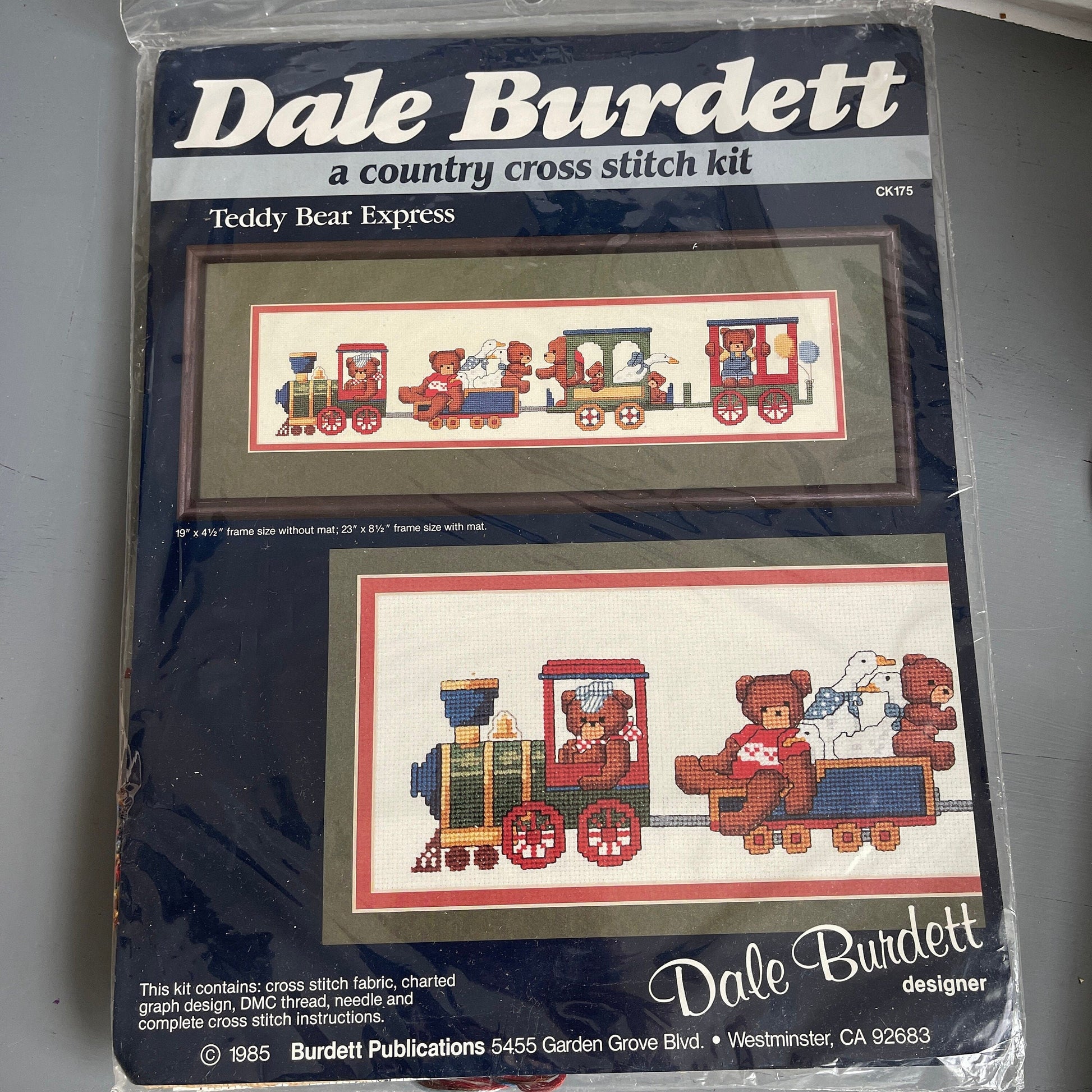 Dale Burdett Teddy Bear Express Vintage 1985 Counted Cross Stitch Kit