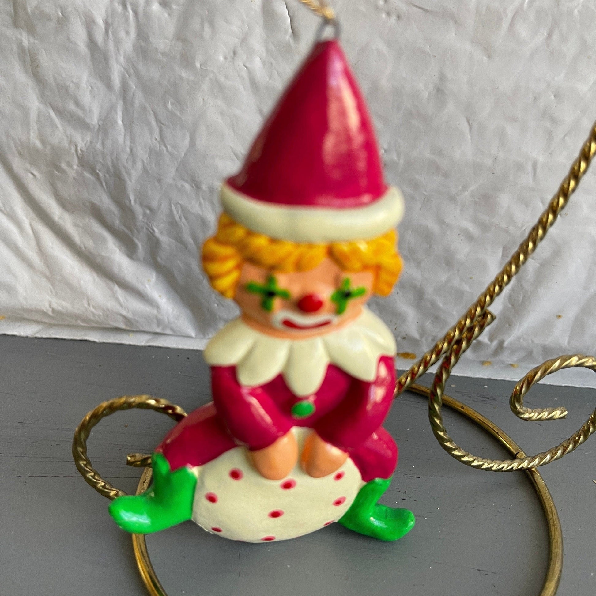 Christmas Clowns Pair of Hand Made In Korea Christmas Tree Ornaments