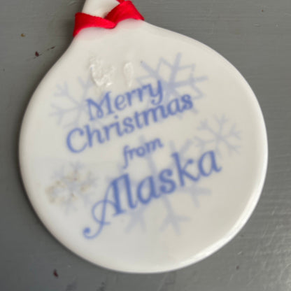 Merry Christmas From Alaska Husky Puppies Christmas Travel Collectible Ornament