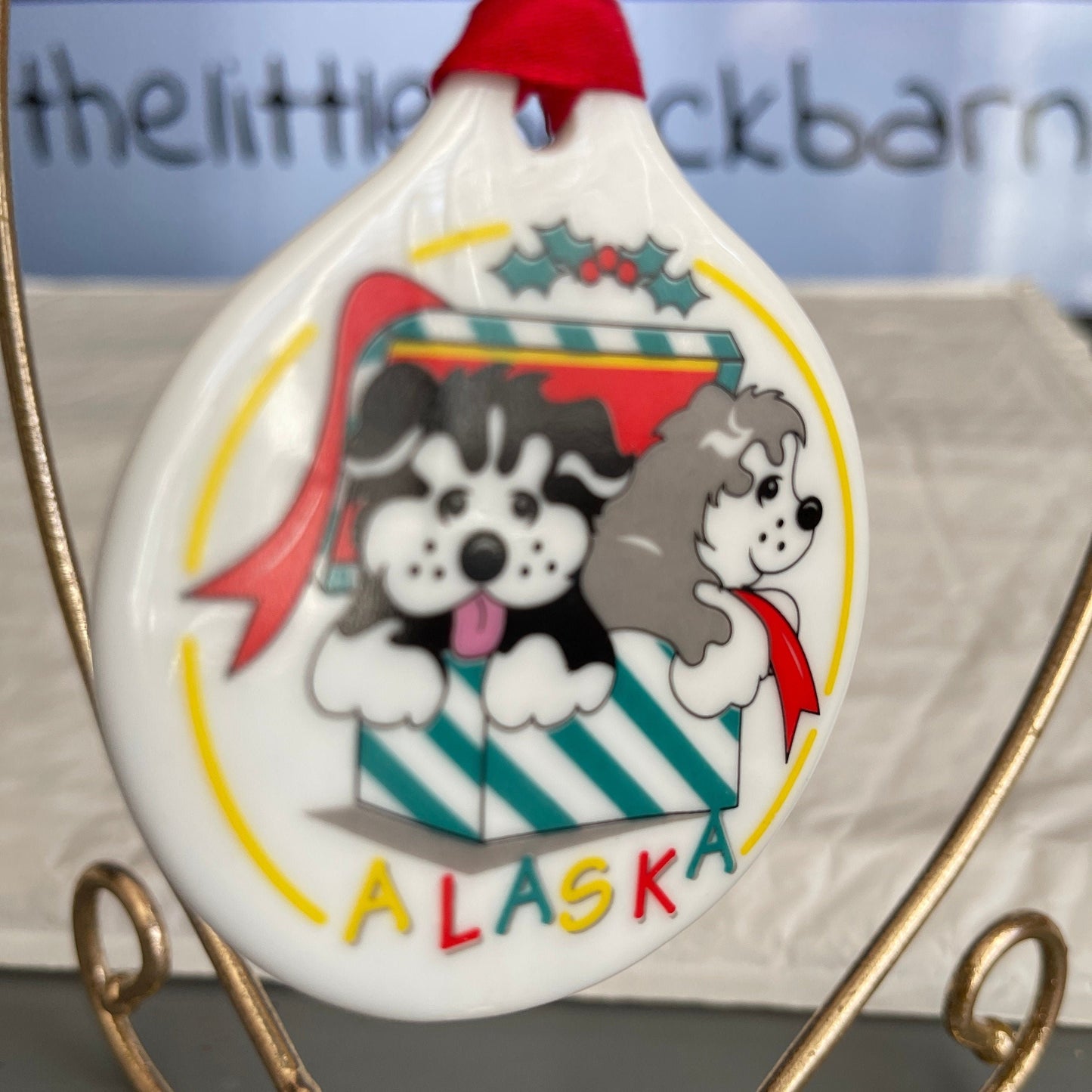 Merry Christmas From Alaska Husky Puppies Christmas Travel Collectible Ornament