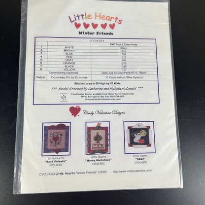 Little Hearts set of 2 Merry Christmas & Winter Friends cross stitch for kids