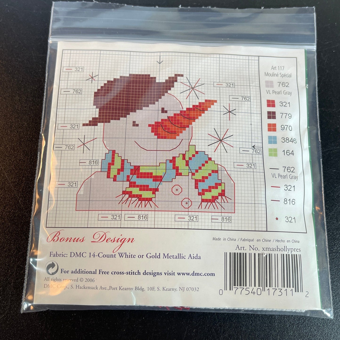 DMC Christmas present & Snowman Holiday mini cross stitch kit