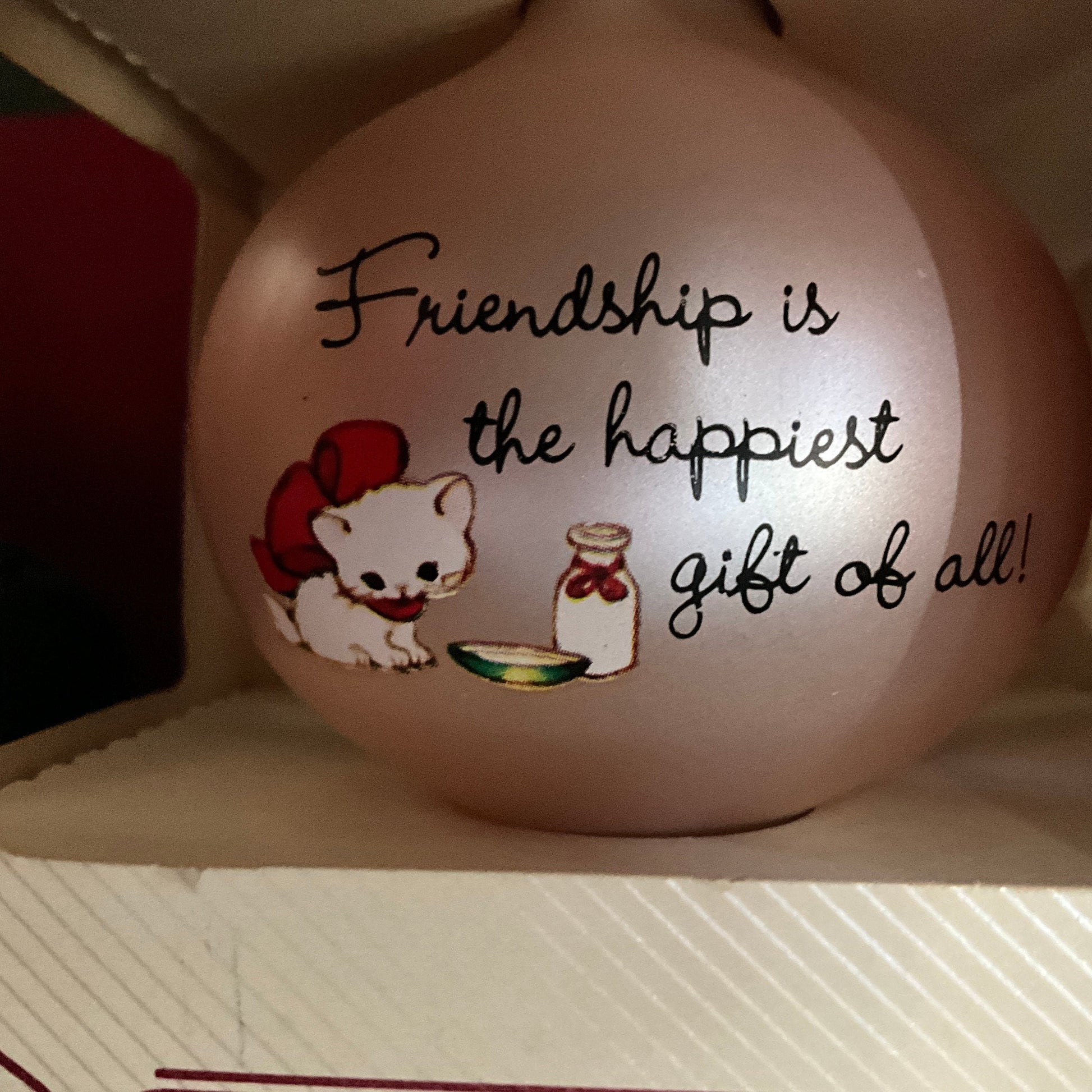 Hallmark Gift of Friendship dated 1984 Keepsake glass teardrop ball ornament QX2604