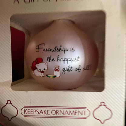 Hallmark Gift of Friendship dated 1984 Keepsake glass teardrop ball ornament QX2604