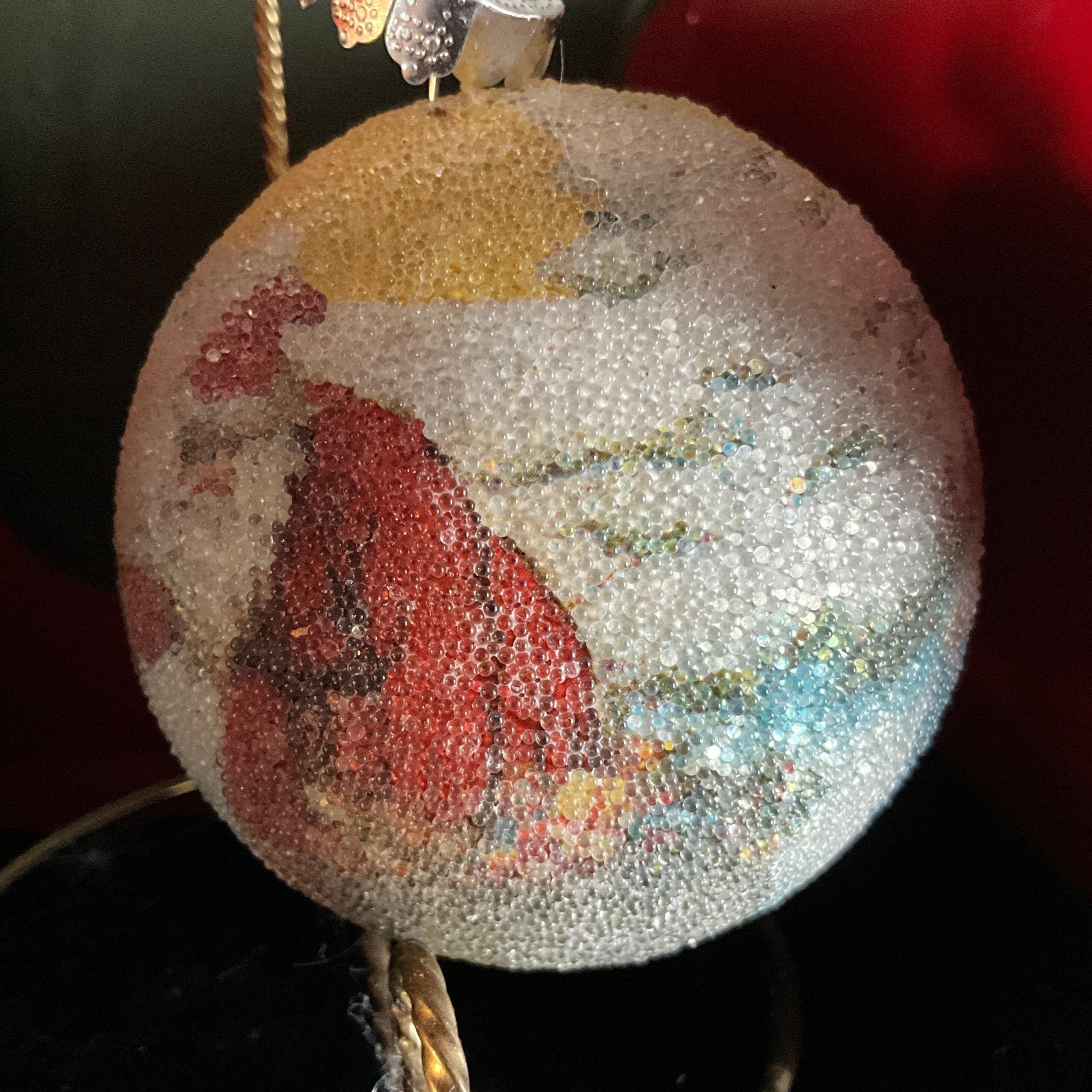 Charming Christmas scene frosted ball ornament