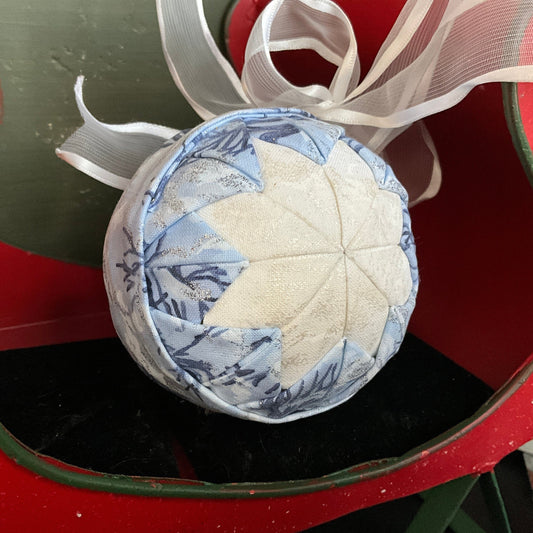 Sensational Snowflake Blue Fabric handmade ball Christmas ornament