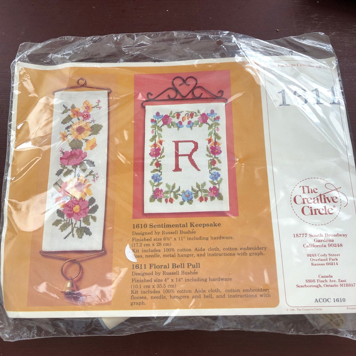 The Creative Circle, Floral Bell Pull, 1611, Vintage 1980, Counted Cross Stitch Kit, Stitched On 14 Count Aida, 4 by 14 Inches