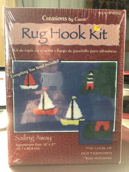 Creations by Caron, Sailing Away, Rug Hook Kit, The Look of Old Fashioned Rug Hooking, Approximate Size 18 by 27 inches