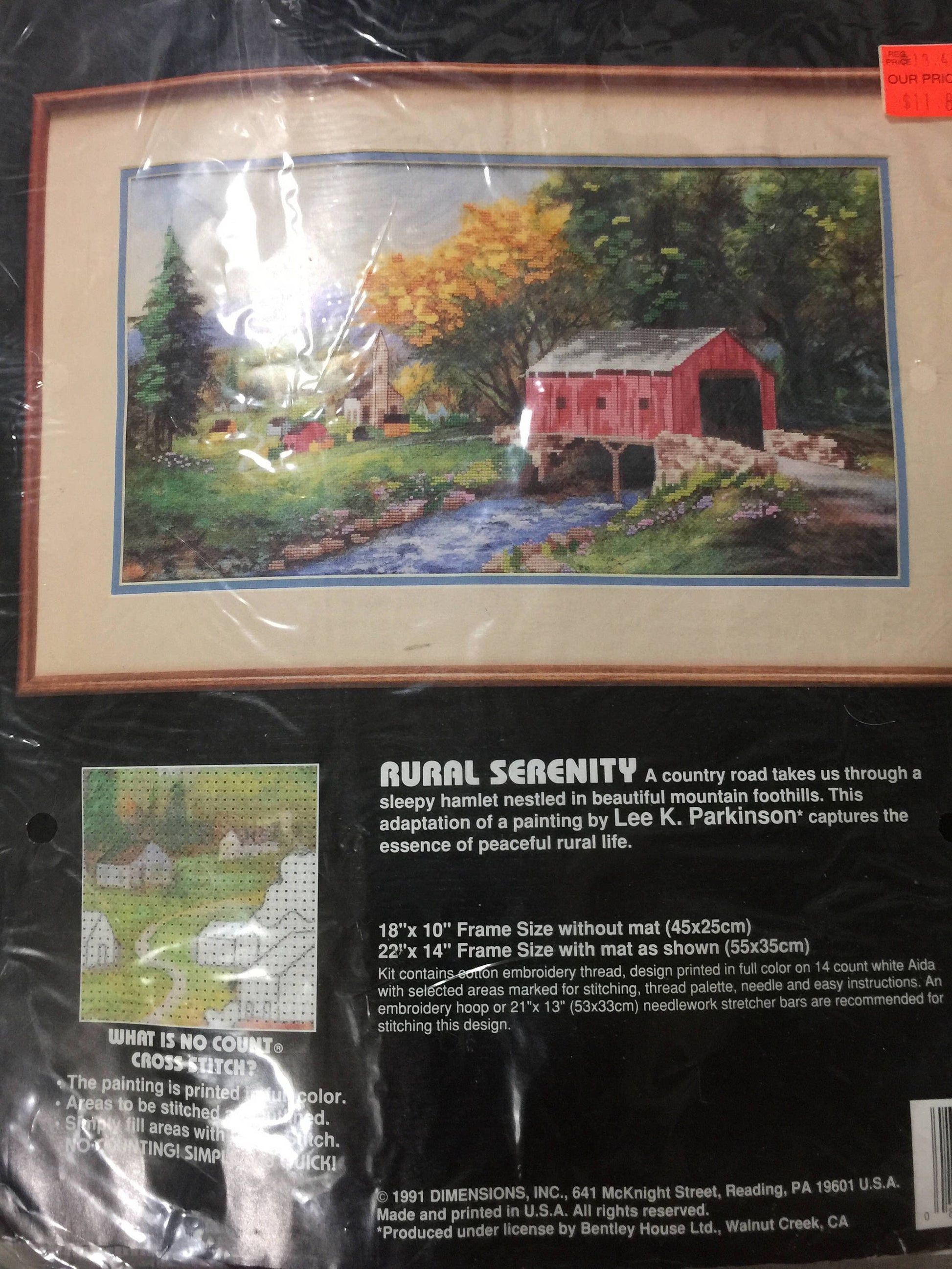 Dimensions &quot;Rural Serenity&quot; .Vintage 1991, No Count Cross Stitch kit*