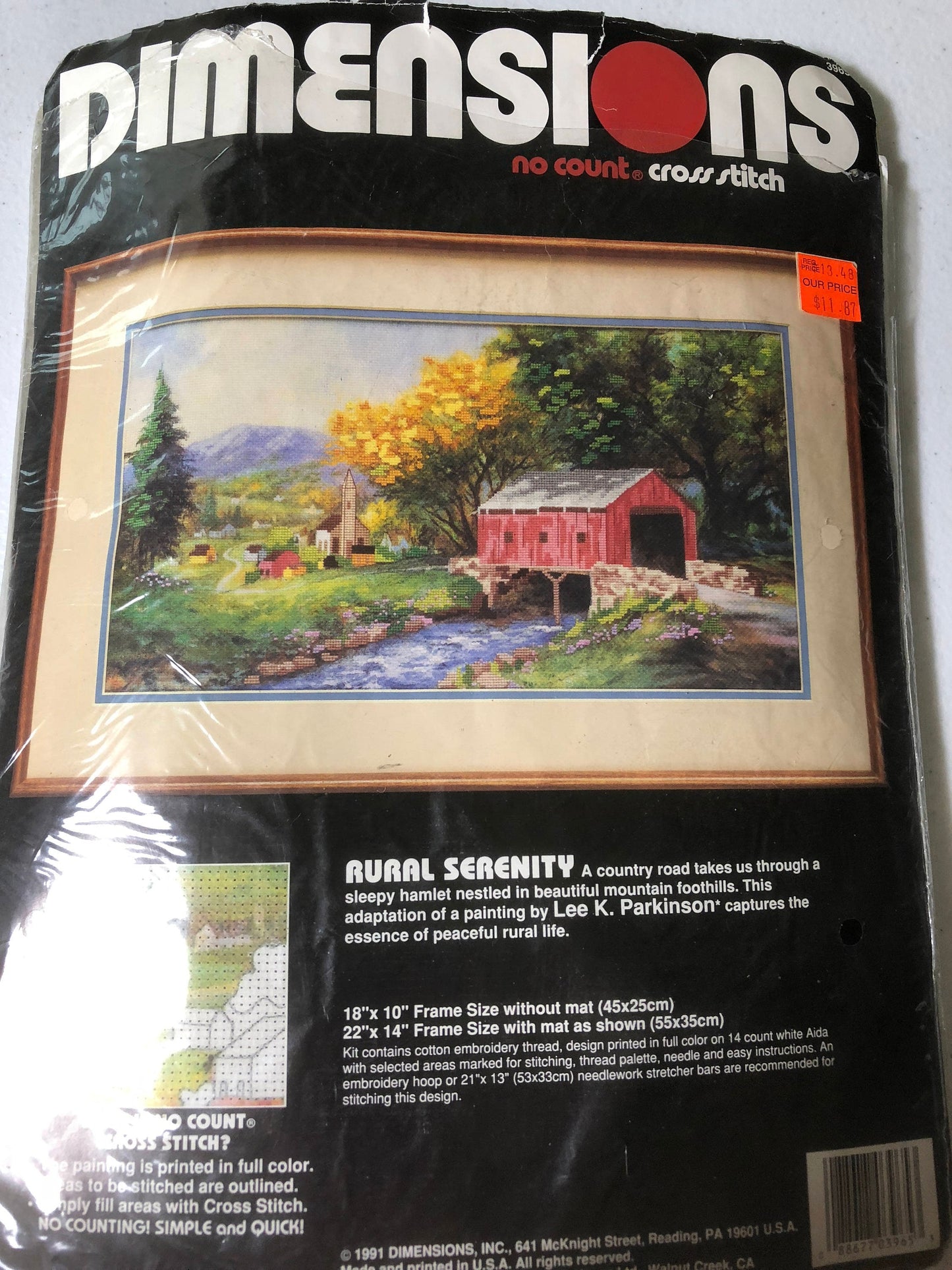 Dimensions &quot;Rural Serenity&quot; .Vintage 1991, No Count Cross Stitch kit*