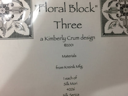 Kimberly Krum Design Floral Block One Two and Three a cross stitch pattern set of three (3)