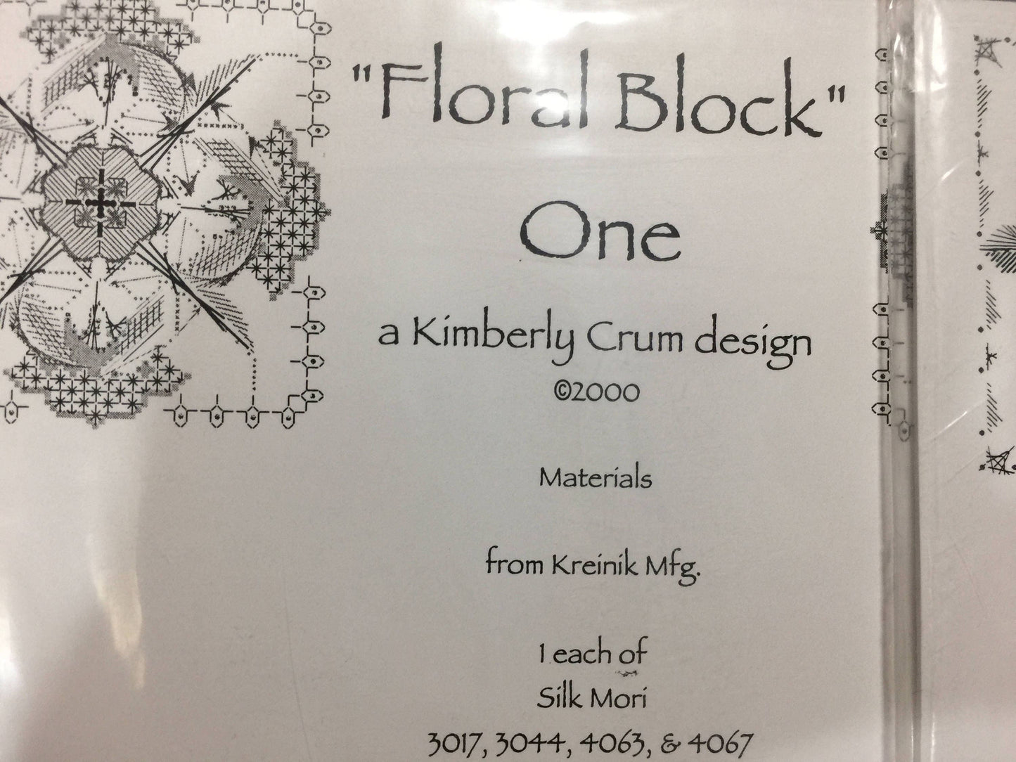 Kimberly Krum Design Floral Block One Two and Three a cross stitch pattern set of three (3)