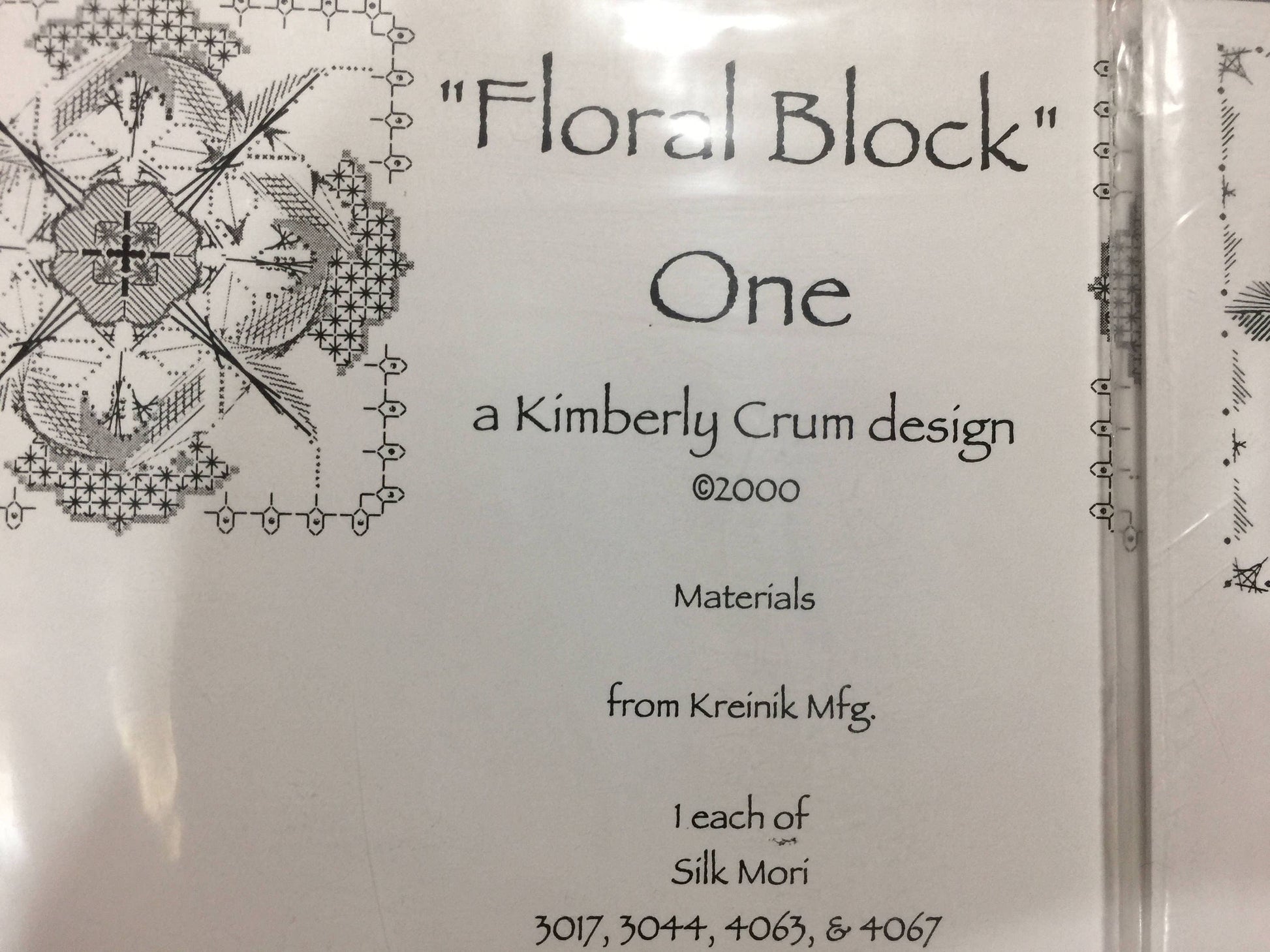 Kimberly Krum Design Floral Block One Two and Three a cross stitch pattern set of three (3)