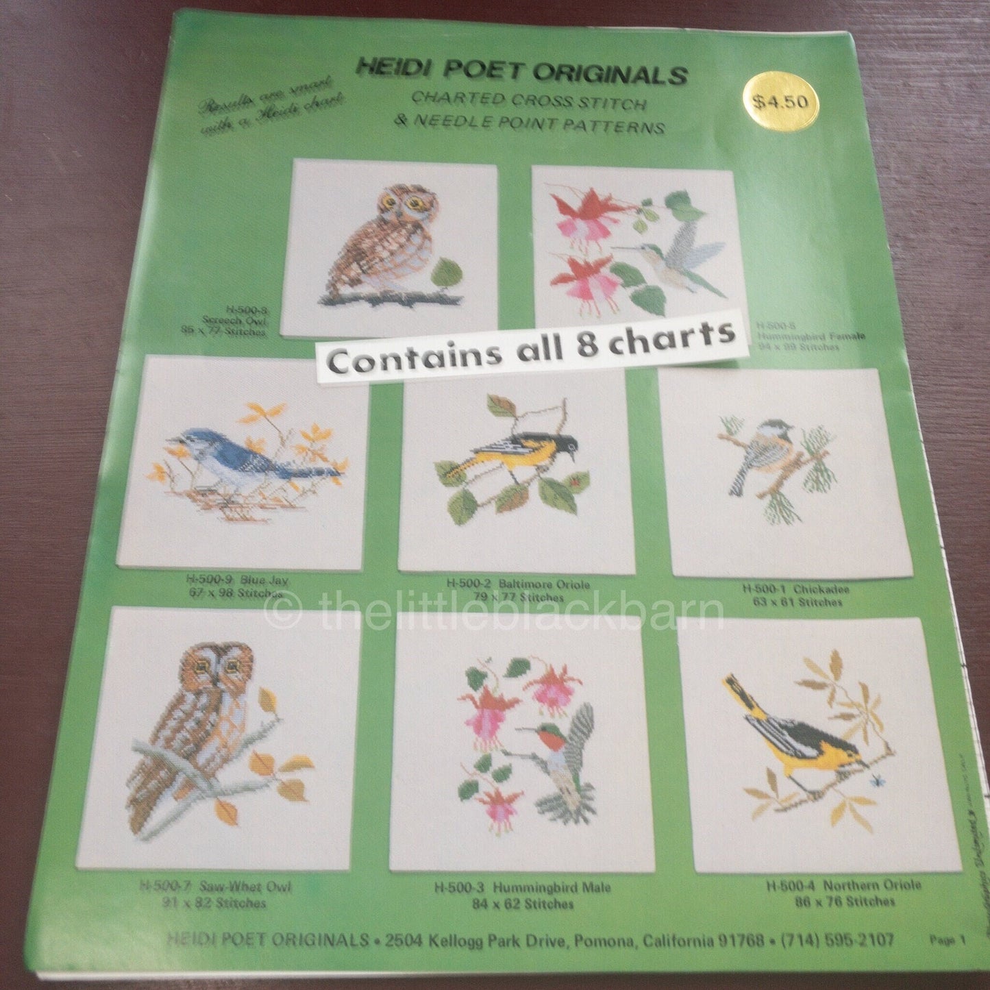 Heidi Poet Originals, Charted Cross Stitch, Needle Point Patterns, Contains all 8 charts