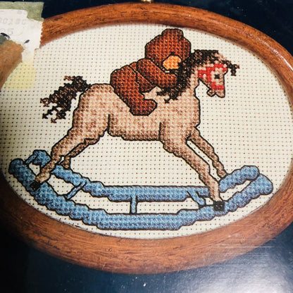 Dale Burdett, Set Of 2, Teddy On Rocking Horse and Red Wagon, Vintage 1985, Counted Cross Stitch Kits*