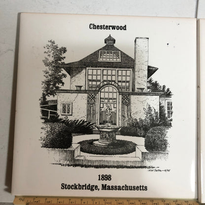 Sheffield Pottery, Tile Wall Hanging, Depicting Homes Of Dr. A.F. Davenport House & Chesterwood*