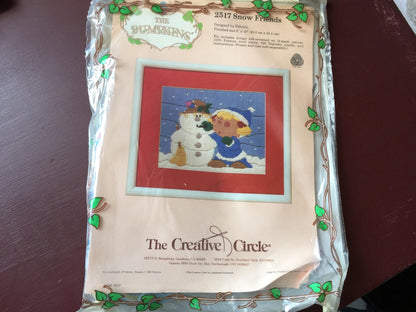 The Creative Circle &quot;Snow Friends (the Bumpkins), Vintage 1986, Long Stitch Crewel Kit