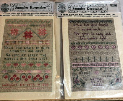 Gloria & Pat, Sampler Keepsakes, Set Of 2, Cross Stitch, Note Cards*,