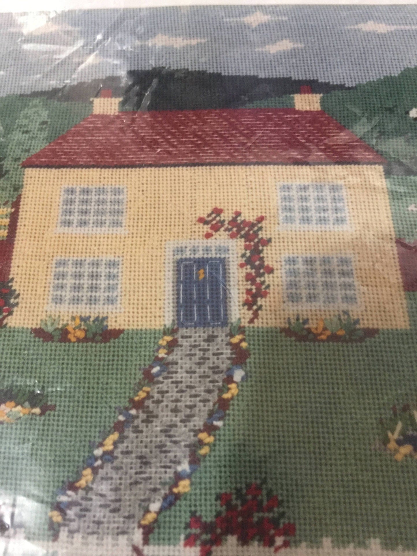 Thumbelina Designs &quot;Country House Cushion Cover&quot; Counted Cross Stitch kit Very Unique!