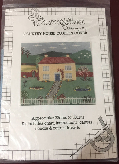 Thumbelina Designs &quot;Country House Cushion Cover&quot; Counted Cross Stitch kit Very Unique!