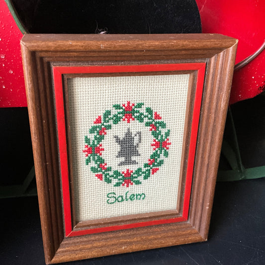 Salem Christmas framed finished counted cross stitch picture