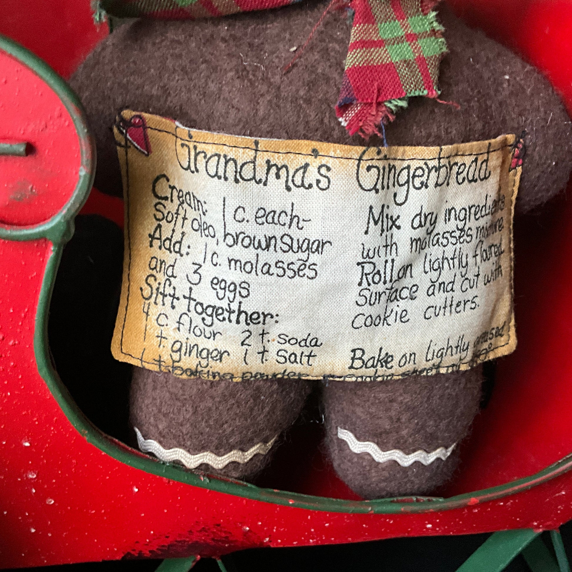 Grandma&#39;s Gingerbread handmade felt Christmas ornament