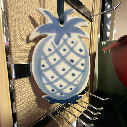 Russ Berrie Pineapple porcelain Christmas ornament