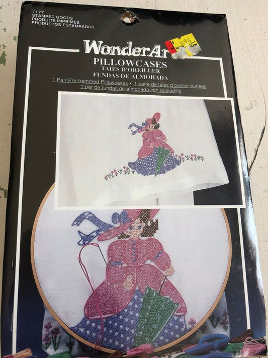 Young Scarlet, Pair of Pillowcases WonderArt, Stamped Cross Stitch*