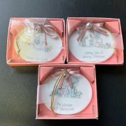 Enesco Precious Moments Collection choice vintage 1989 oval porcelain ornaments*