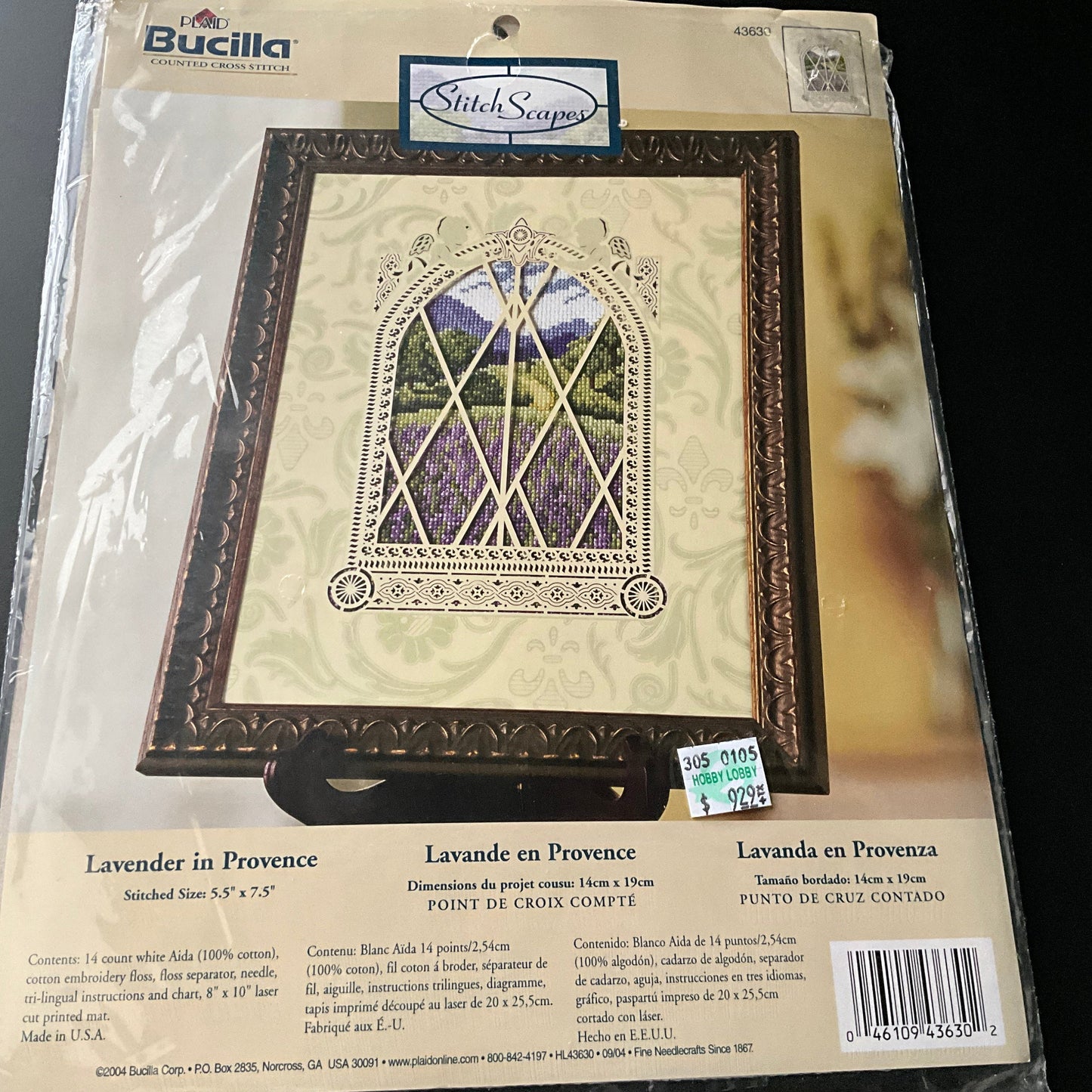 Bucilla Stitch Scapes Lavender in Provence 43630 vintage 2004 counted cross stitch kit