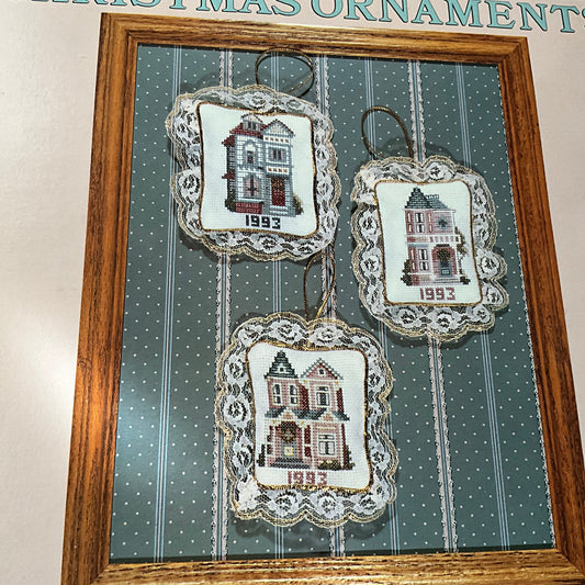 Victorian Houses Christmas Ornaments 1993 counted cross stitch by Debbie Patrick