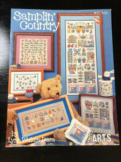 Graph-its Arts, Samplin&#39; Country, by Lynn Waters Busa, Vintage, Counted Cross Stitch Pattern