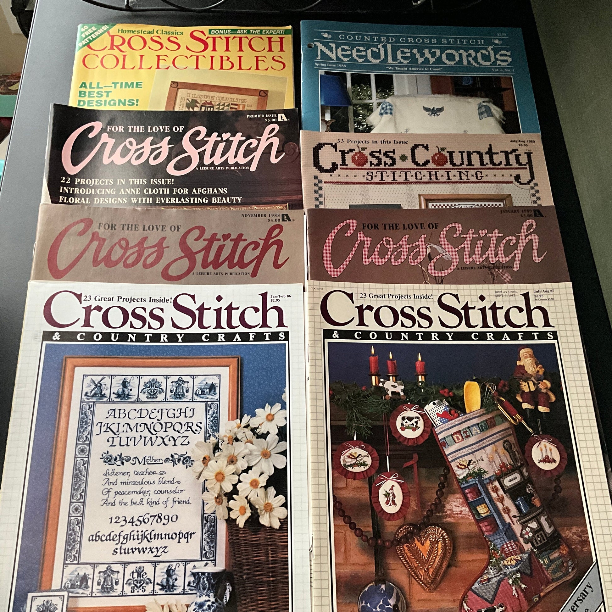 Variety vintage lot of 8 cross stitch magazines see pictures and description*