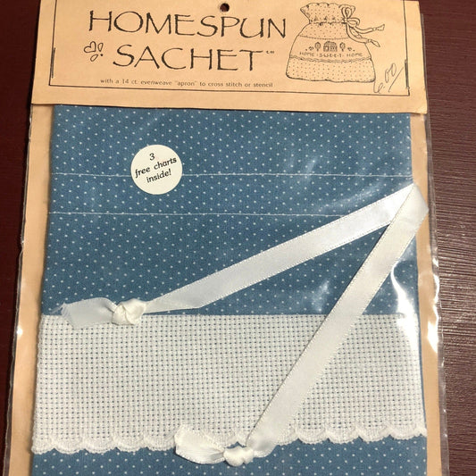 Homespun Sachet, Vintage 1989, 14 Count, Evenweave, to Stitch, Counted Cross Stitch Project, Various Colors Available