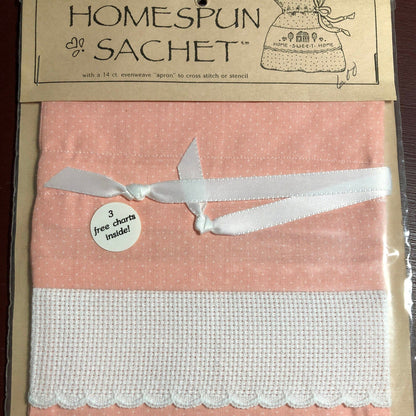 Homespun Sachet, Vintage 1989, 14 Count, Evenweave, to Stitch, Counted Cross Stitch Project, Various Colors Available