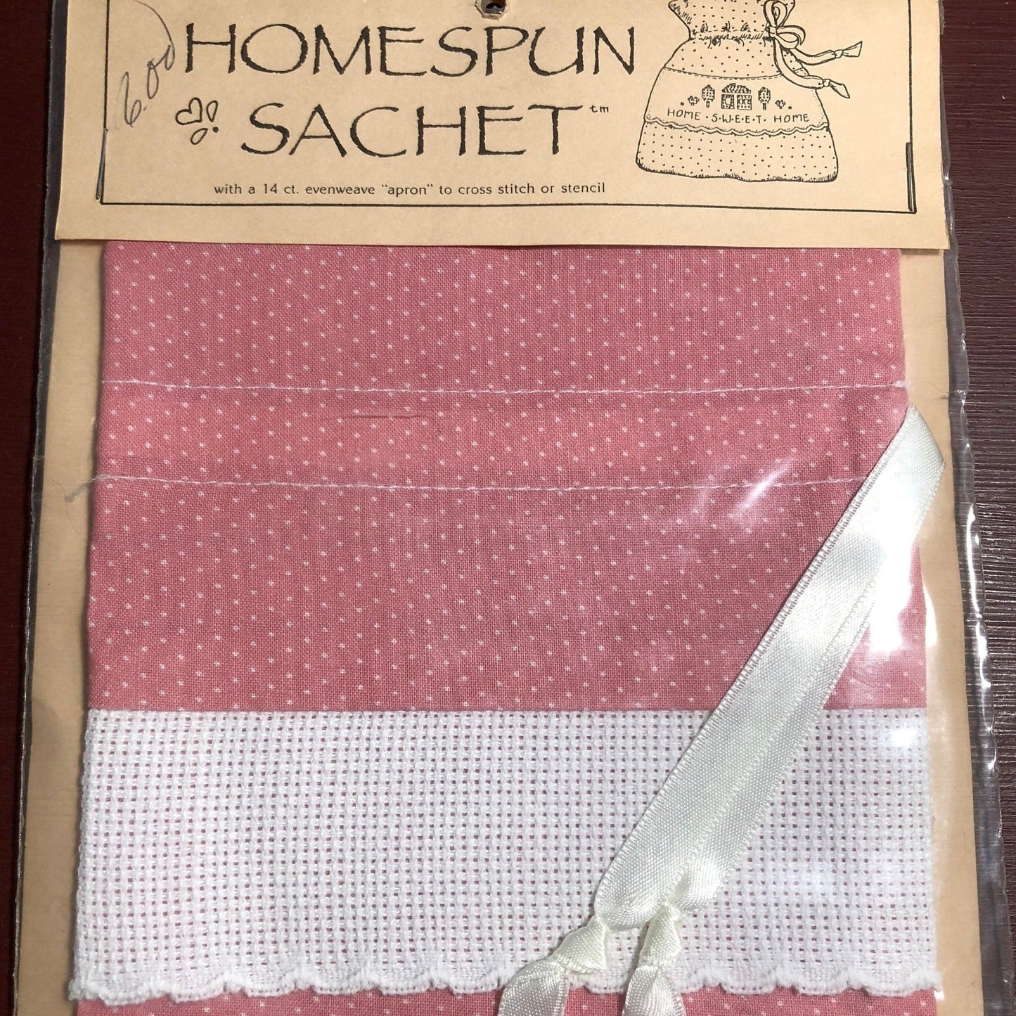 Homespun Sachet, Vintage 1989, 14 Count, Evenweave, to Stitch, Counted Cross Stitch Project, Various Colors Available