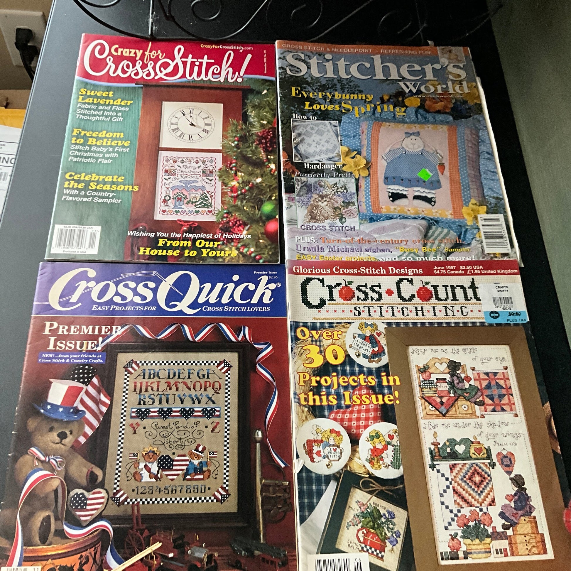 Fun bargain grab bag of 4 vintage cross stitch magazines see pictures and description*