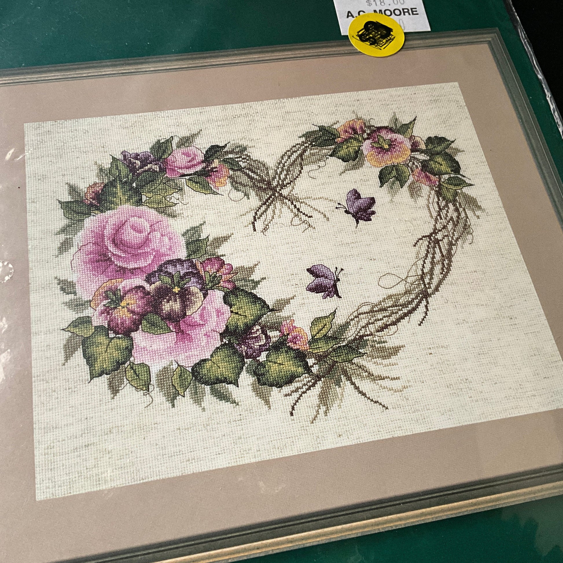 Bucilla Grapevine Wreath with Floral Donna Dewberry 43092 vintage 2002 counted cross stitch kit*