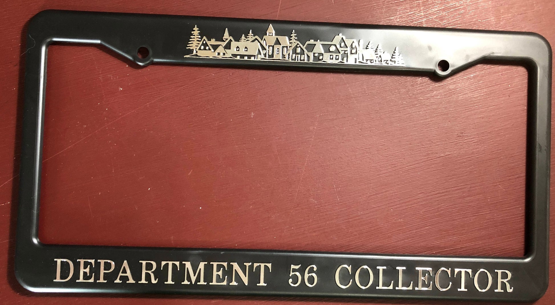 Department 56, Vintage, RARE Car License Plate Frame Holder Black Silver Embossed