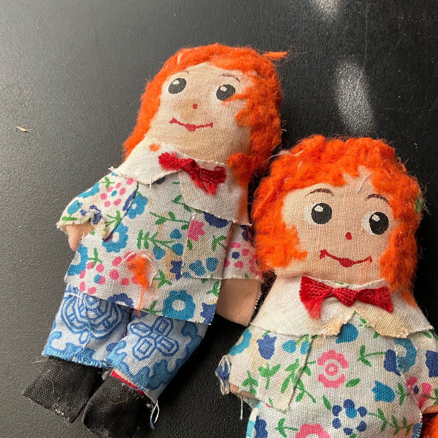 Ravishing redheads set of 3 vintage handmade raggedy Ann style collectible mini dolls