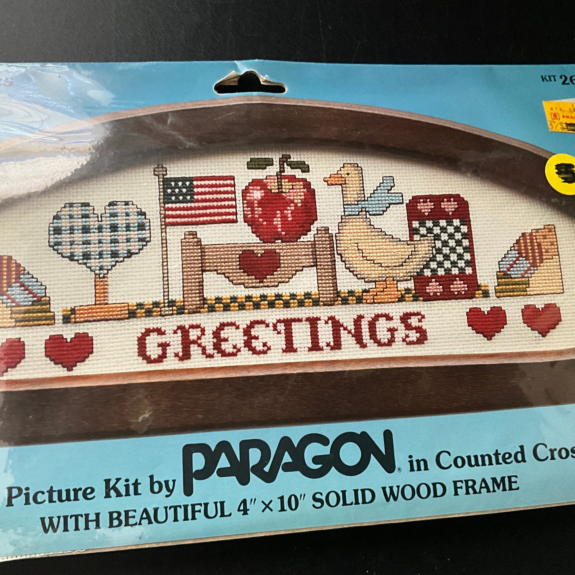 Paragon Greetings Jeremiah Junction 2623 vintage Counted Cross Stitch Kit with Solid Wood  Frame Included