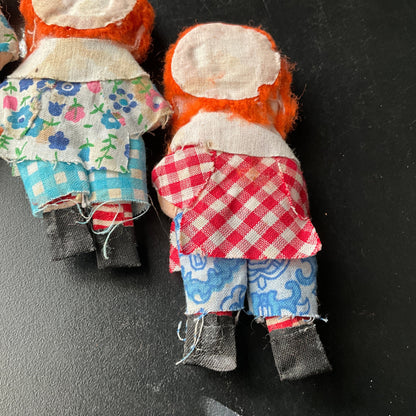 Ravishing redheads set of 3 vintage handmade raggedy Ann style collectible mini dolls