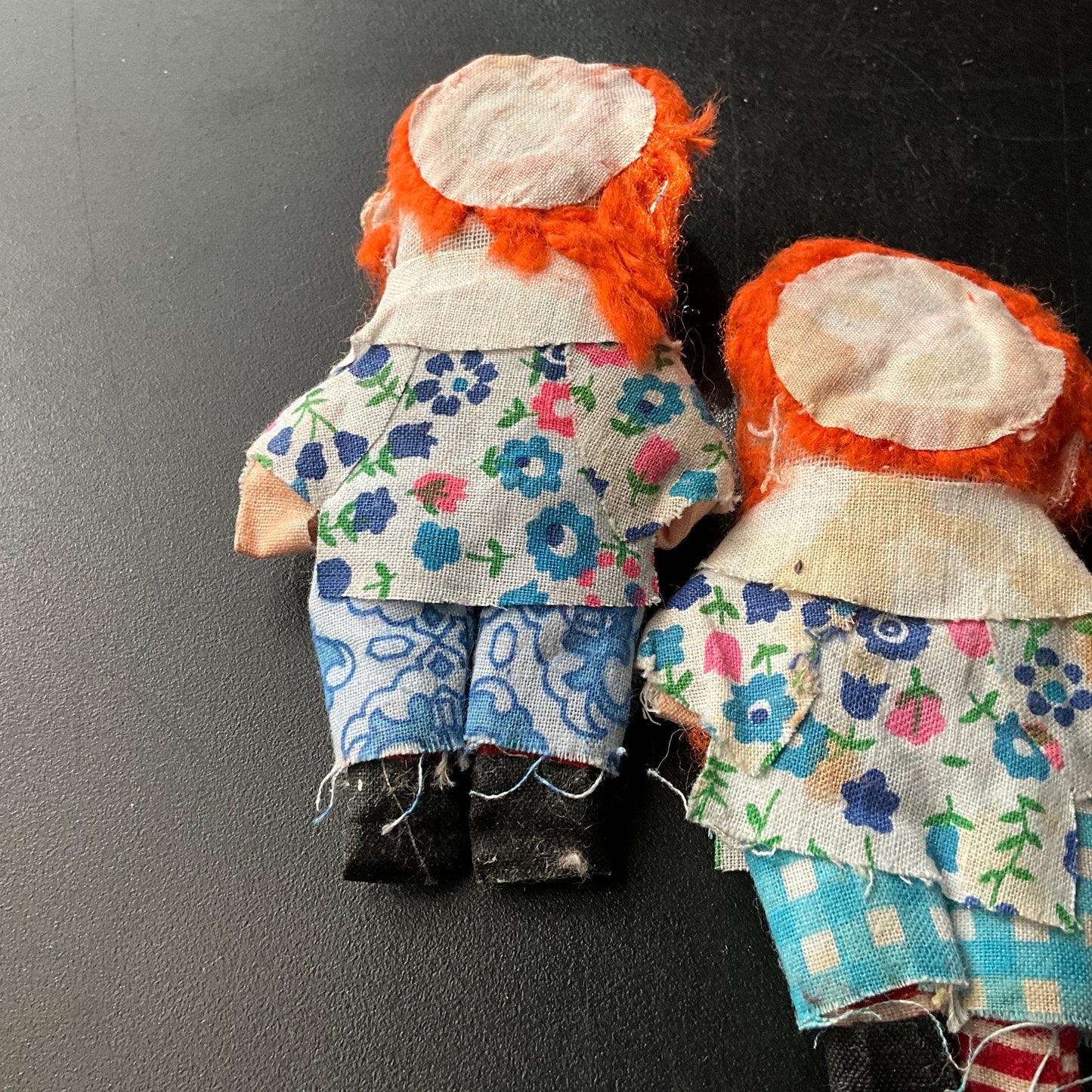 Ravishing redheads set of 3 vintage handmade raggedy Ann style collectible mini dolls