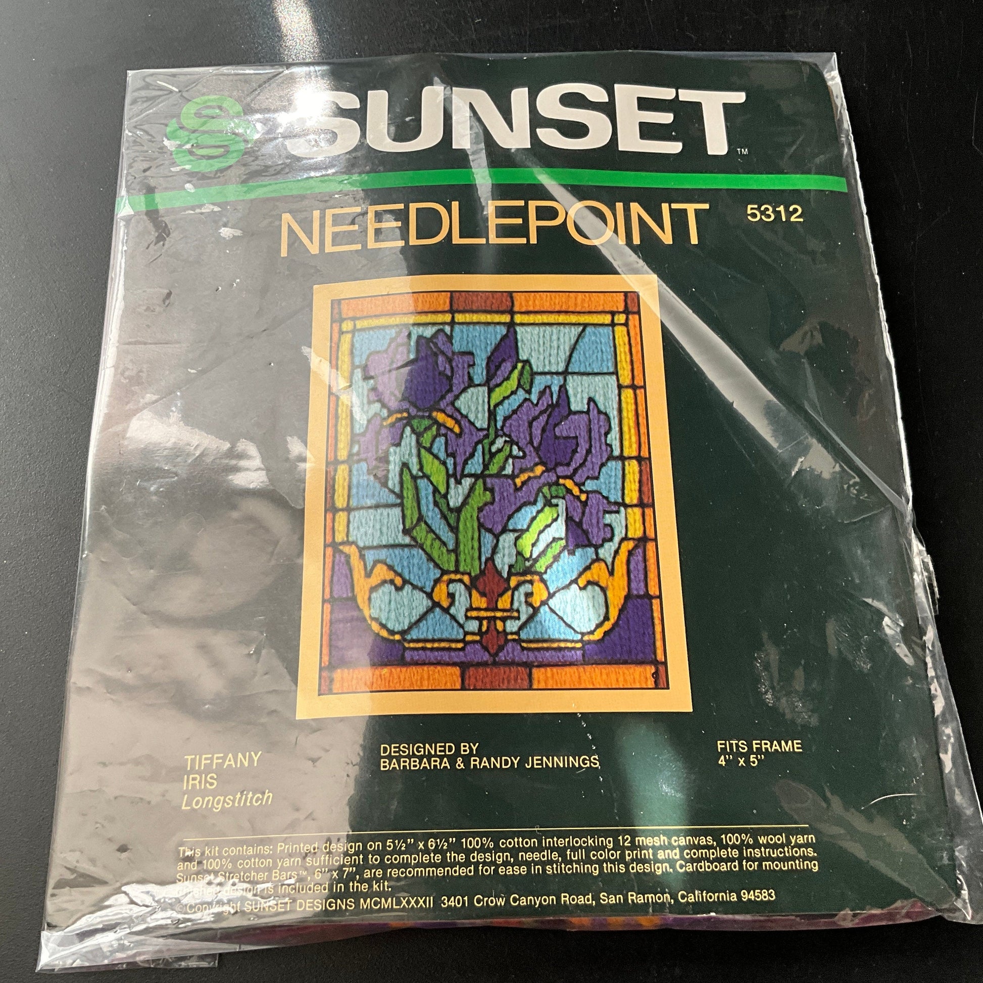 Sunset Tiffany Iris 5312 vintage needlepoint kit