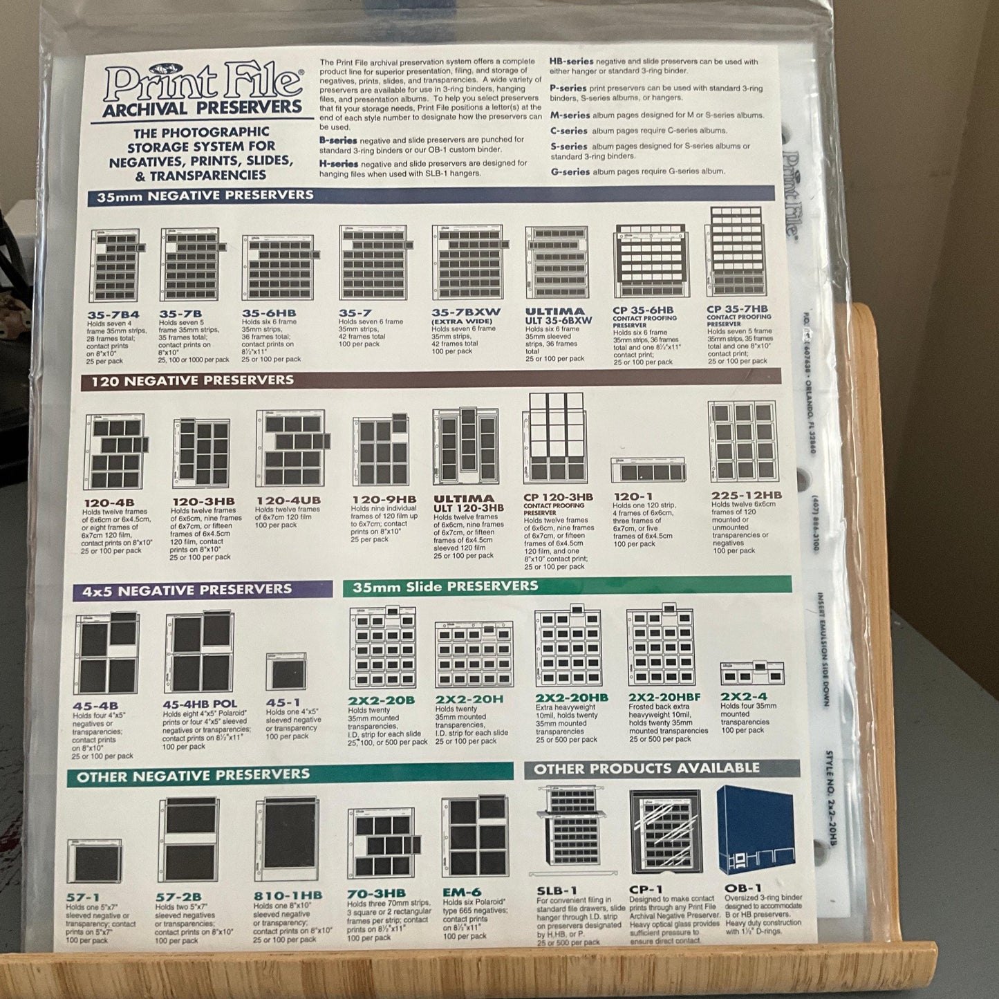 Print File Archival Preservers 25 ring binder sheets 35mm / 2 x2 2x2-20HB