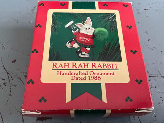 Hallmark Rah Rah Rabbit 1986 KEepsake Ornament QX421-6