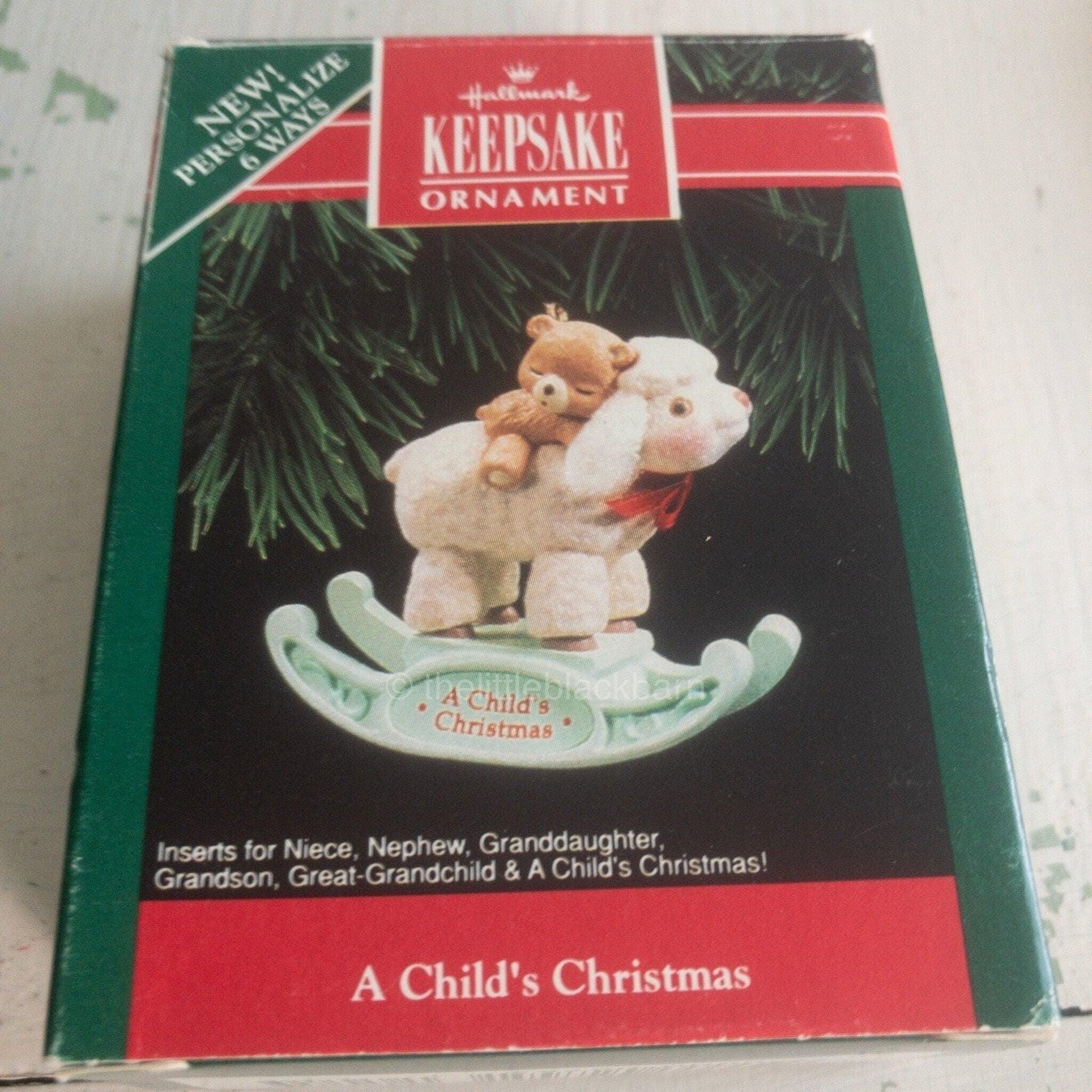 Hallmark, A Child&#39;s Christmas, Granddaughter,Dated 1992, Keepsake Ornament, QX4574* *Rocking Horse, Dated 1992, Keepsake Ornament,