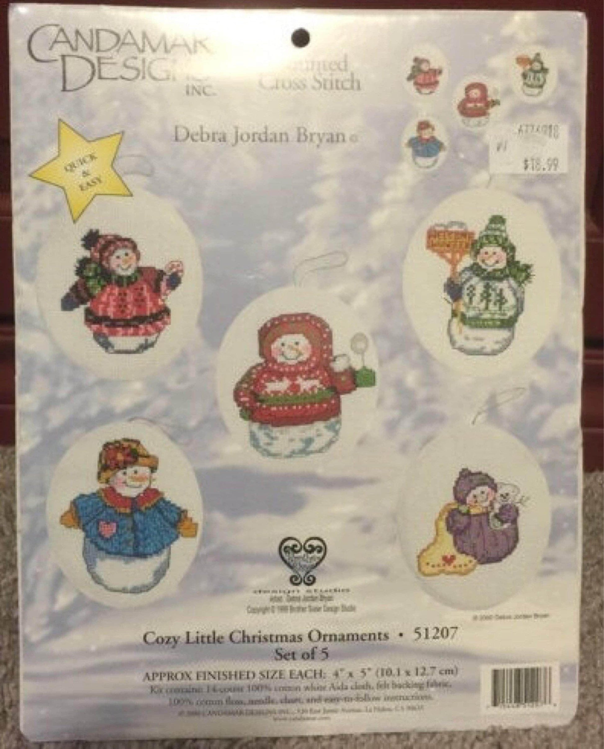 Candamar Designs Cozy Little Christmas Ornaments counted cross stitch