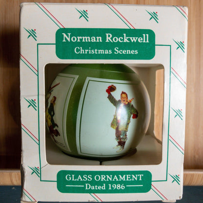 Hallmark,Norman Rockwell Art, Christmas Scenes, Dated 1986, Glass Ornament, QX2763